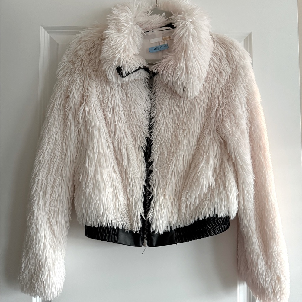 White Fur Bomber Jacket